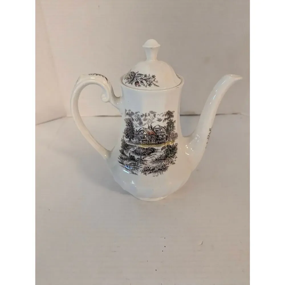 Vintage Staffordshire Shorter & Son Yorkshire Teapot Coffee Pot Ironstone 9.5